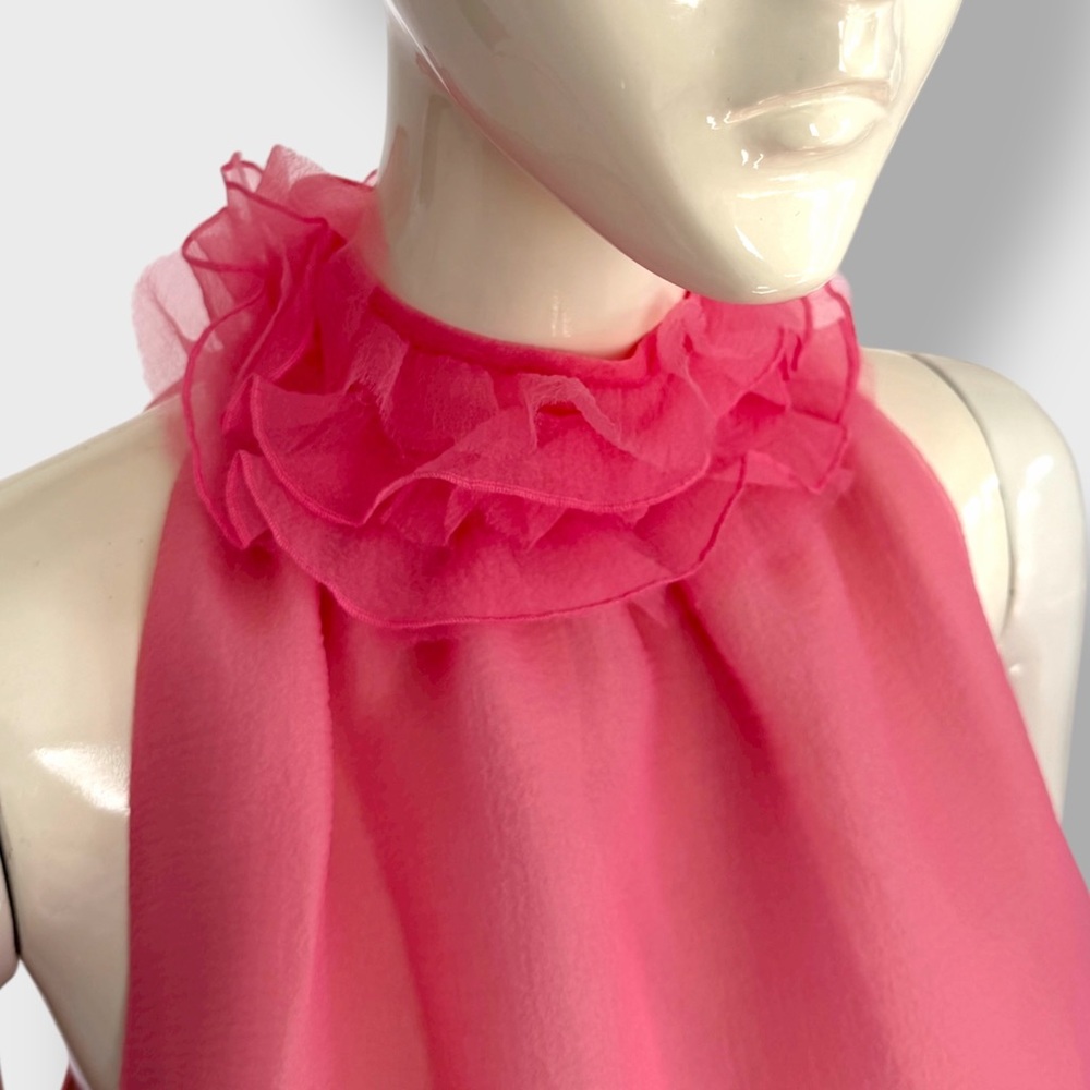 NWT Staud Organza Oleander Pink Ruffle Runway Maxi Dress Gown Sz Small - Picture 8 of 13